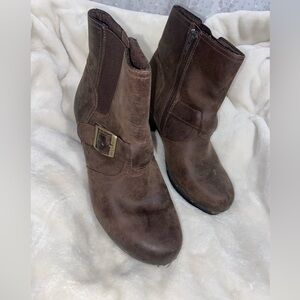 Clarks Dark Brown Ankle Boots with Side Buckle